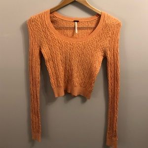 Free People Knit Long Sleeve Cropped Top